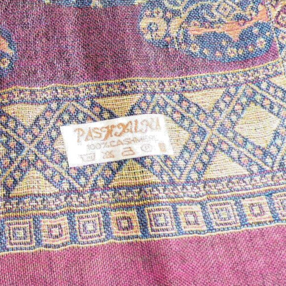 Silk Cashmere Scarf Pink Pashmina Thailand Gold Embossed Elephant Lucky Romantic - Picture 4 of 8